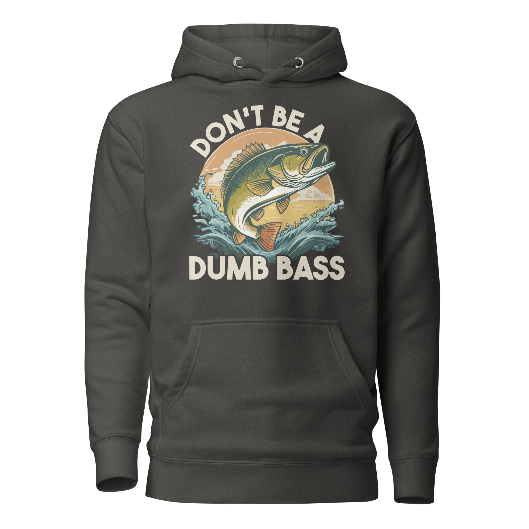 Vintage Black fishing hoodie with a funny bass fishing design, ideal for fishermen and anglers who enjoy humor.