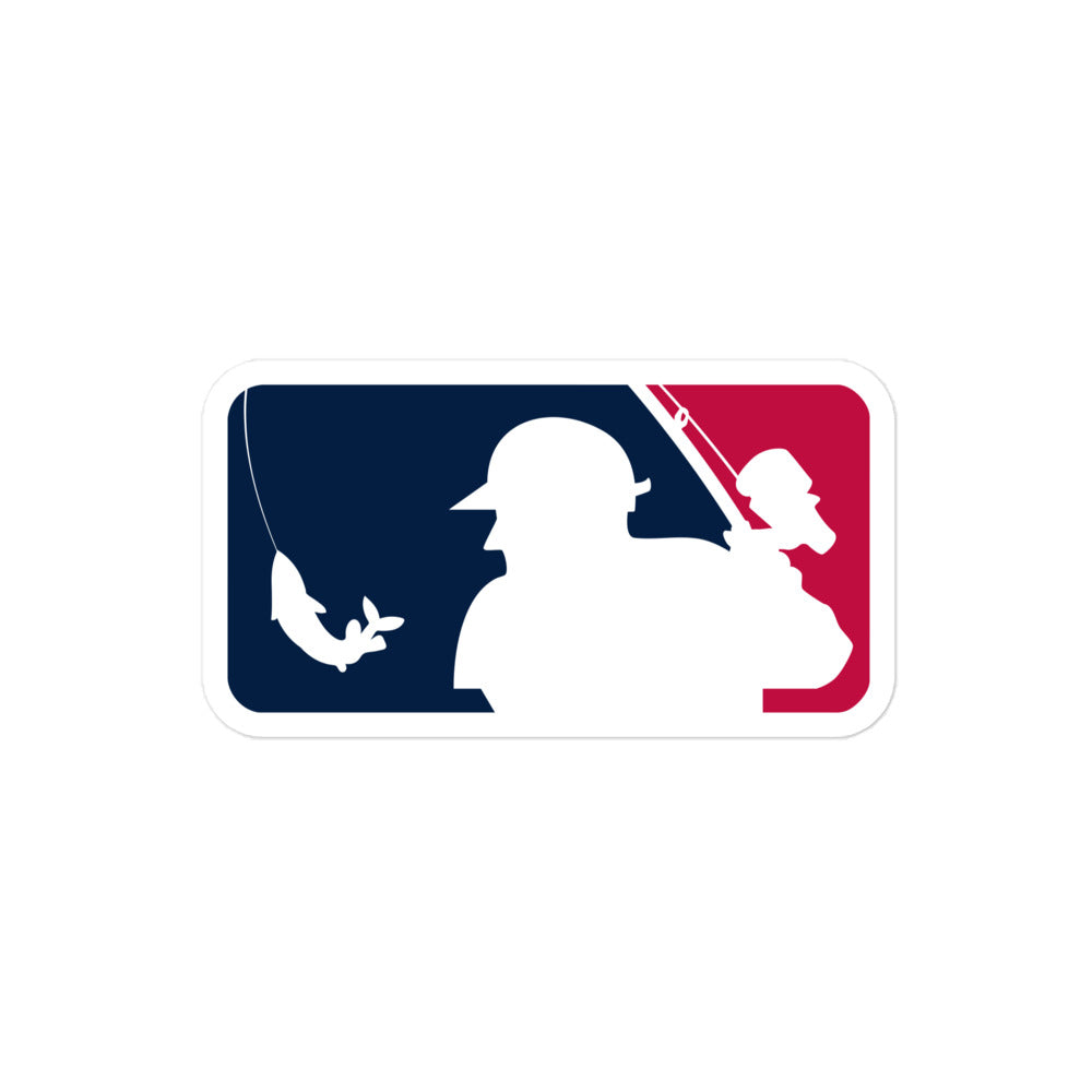 4x4 inch baseball and fishing decal sticker with classic fish baseball design