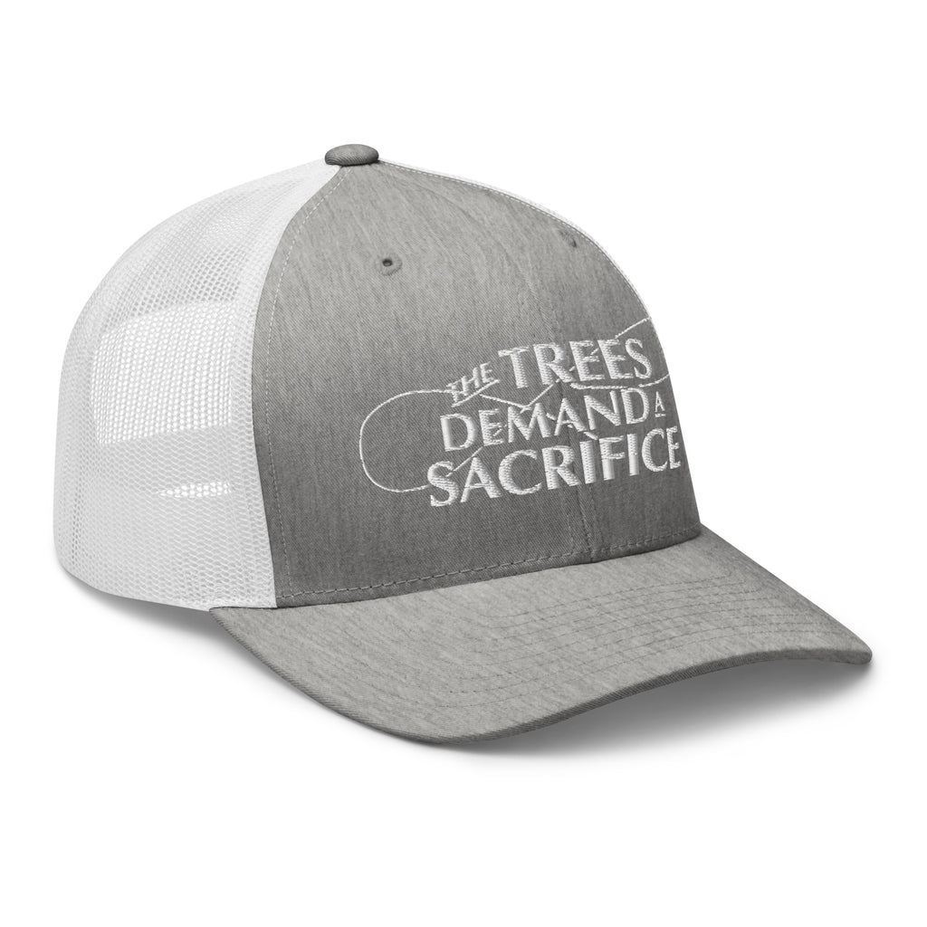 Side view gray white fly fishing cap with permacurv visor and structured crown