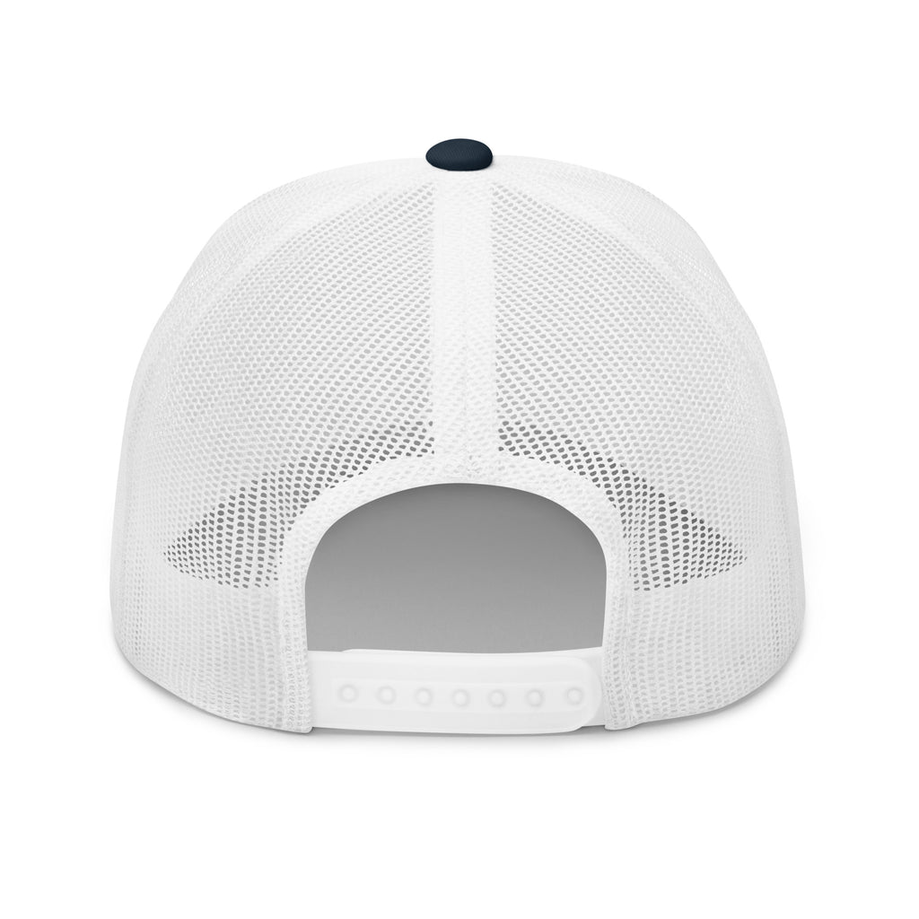 Back mesh view of navy white adjustable fly fishing cap