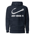 Navy Blazer Just Hook It hoodie with a stylish hook design, ideal for cool fishing trips and outdoor adventures.