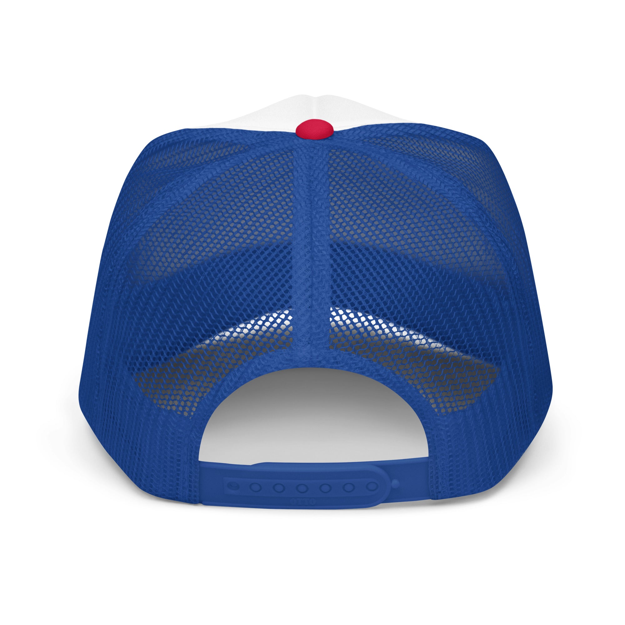 Foam Trucker Hat Blue mesh with a cowboy Fishing design