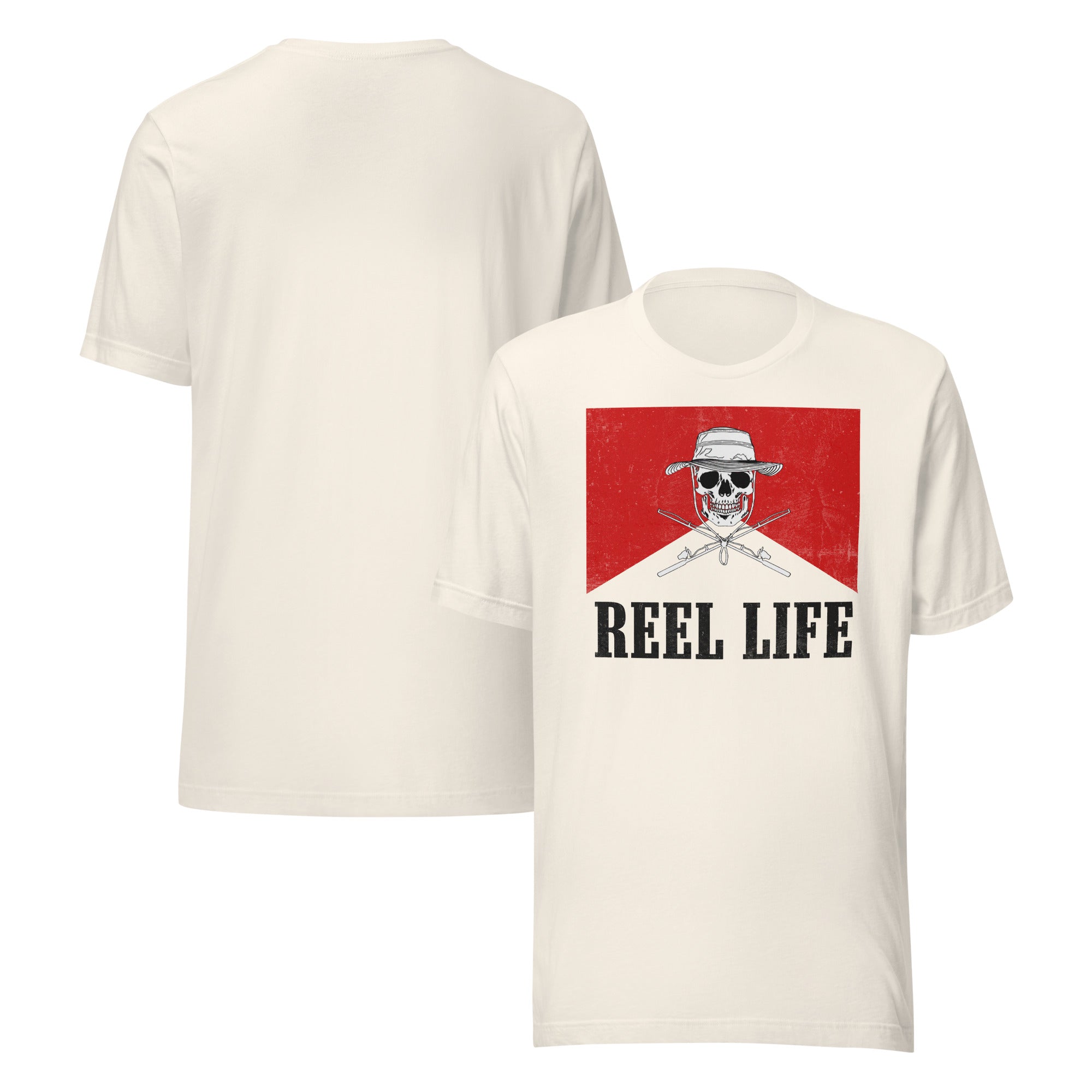 Vintage White Reel Life Western T-shirt with vintage country fishing graphic