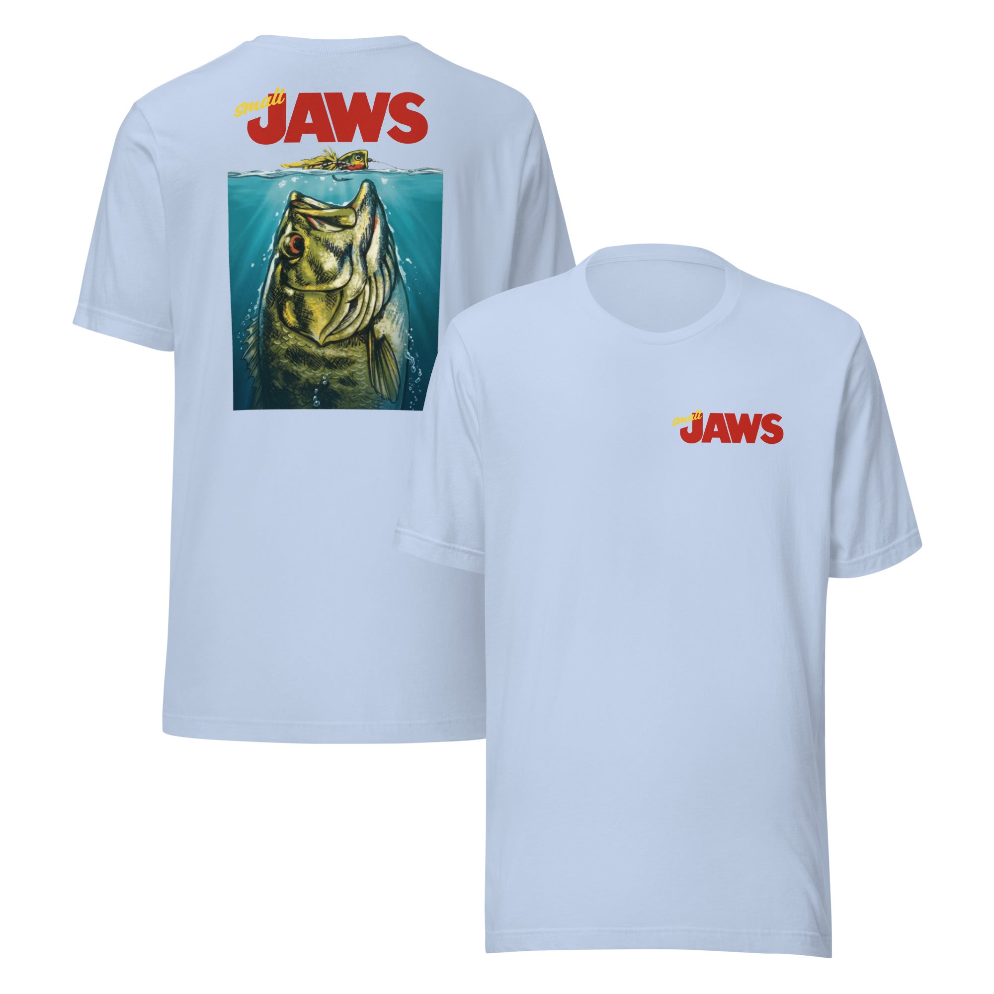 Small Jaws T-Shirt Baby Blue - Cute Fishing Shirt - Lightweight Breathable Fishing Apparel