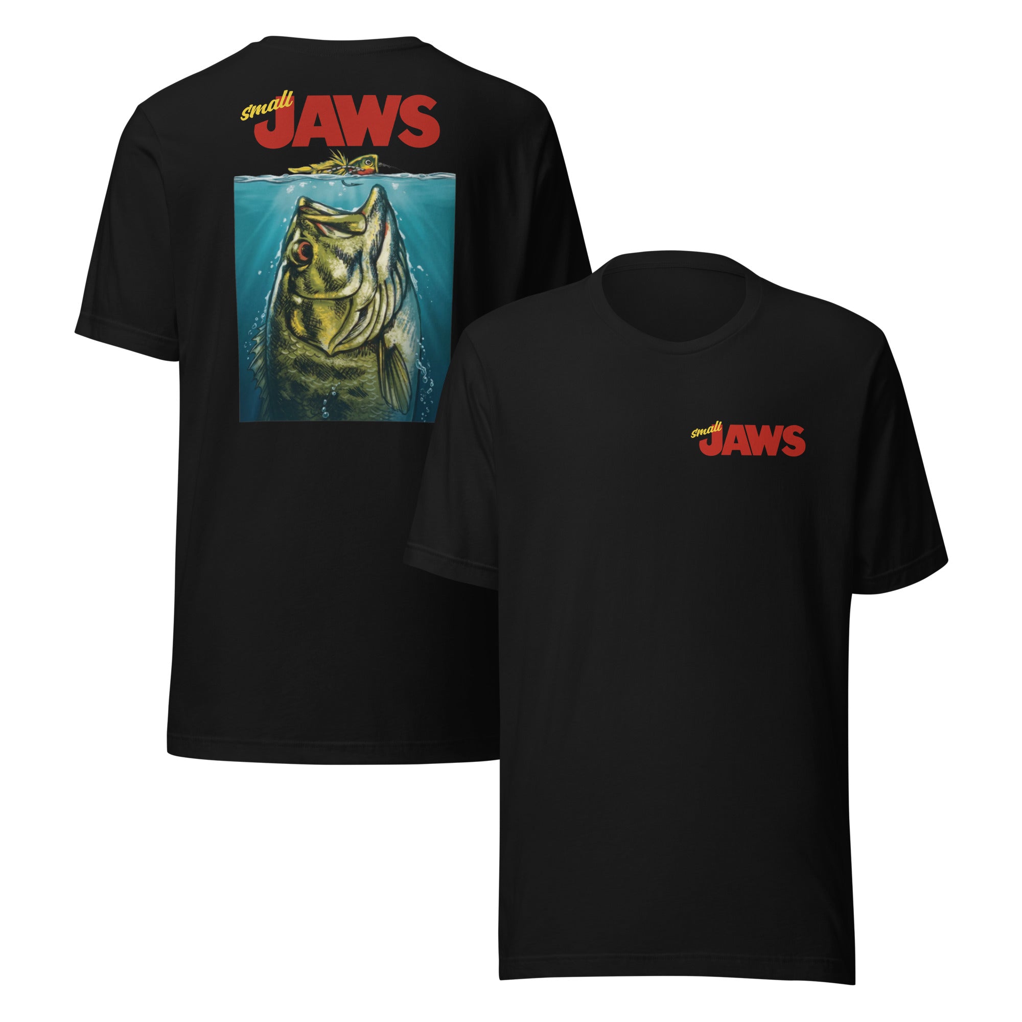 Small Jaws T-Shirt Black - Largemouth Bass Fishing Shirt for Men & Women