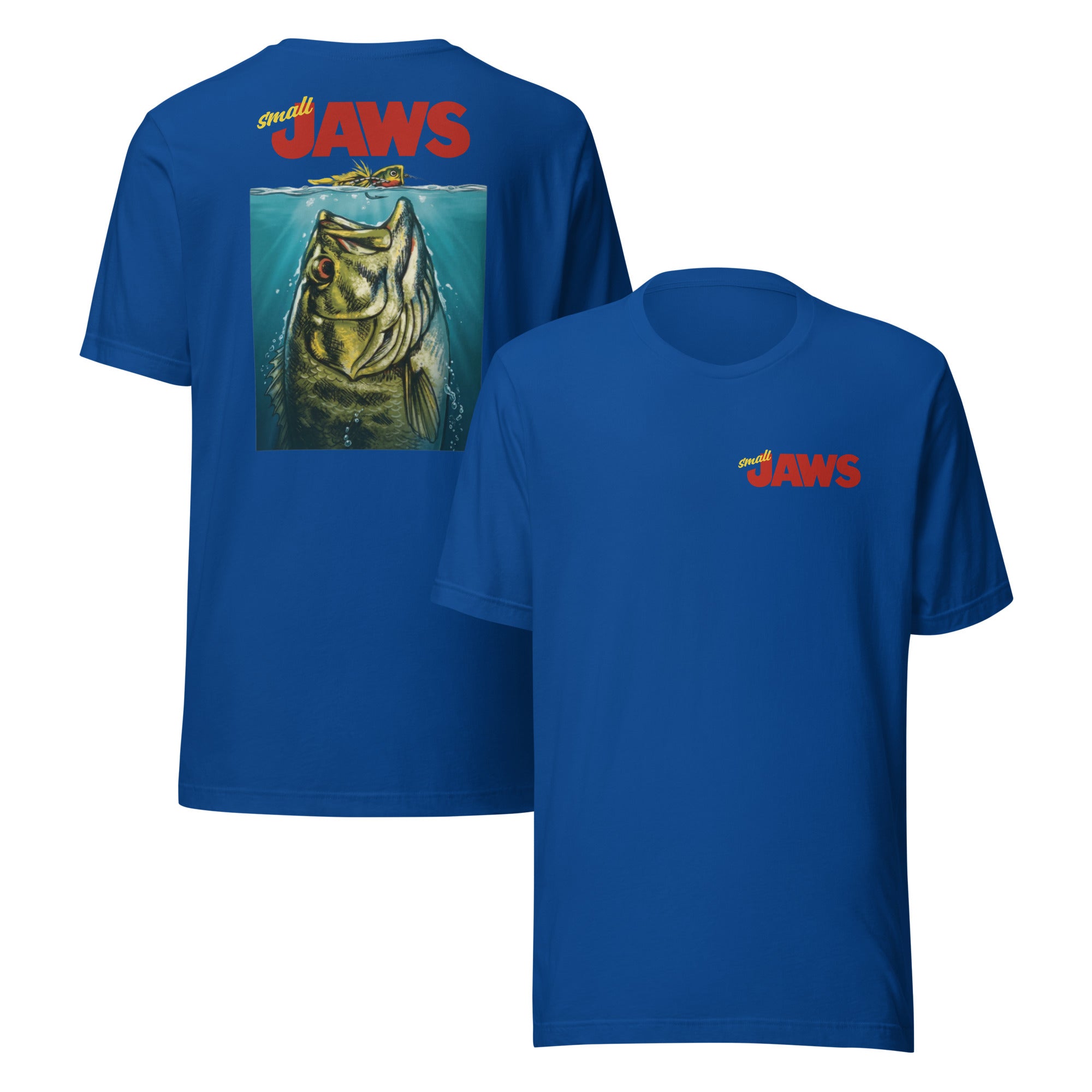 Small Jaws T-Shirt Royal Blue - Funny Angler Shirt - Durable Pre-Shrunk Fishing Clothing