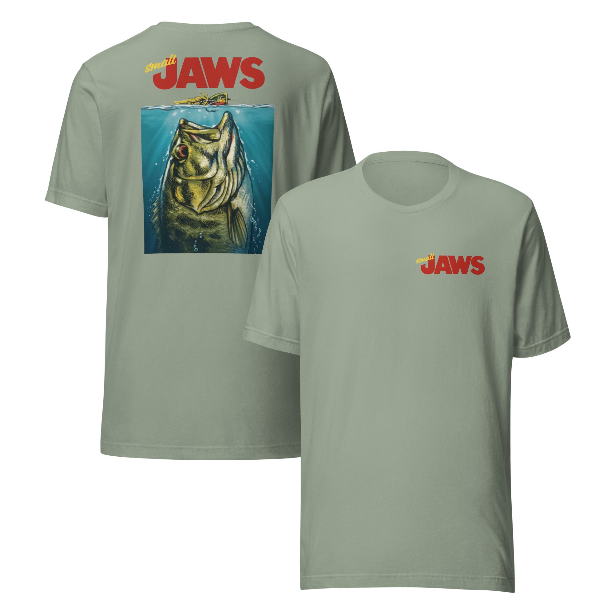 Small Jaws T-Shirt Sage Green - Fishing Lover Apparel - Breathable Cotton Fishing Shirt