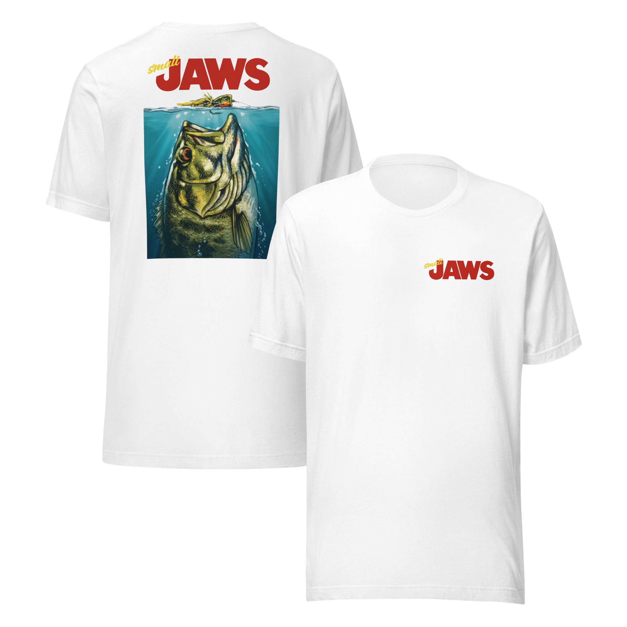 Small Jaws T-Shirt White - Largemouth Bass Fishing Graphic Tee for Fishermen