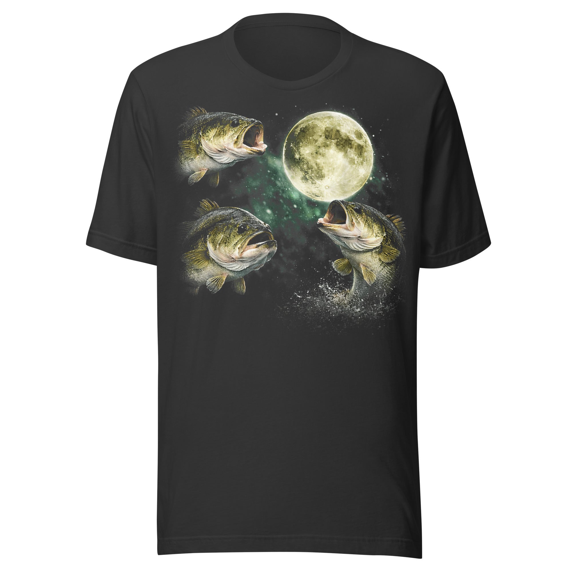Dark gray t-shirt with funny three bass moon print